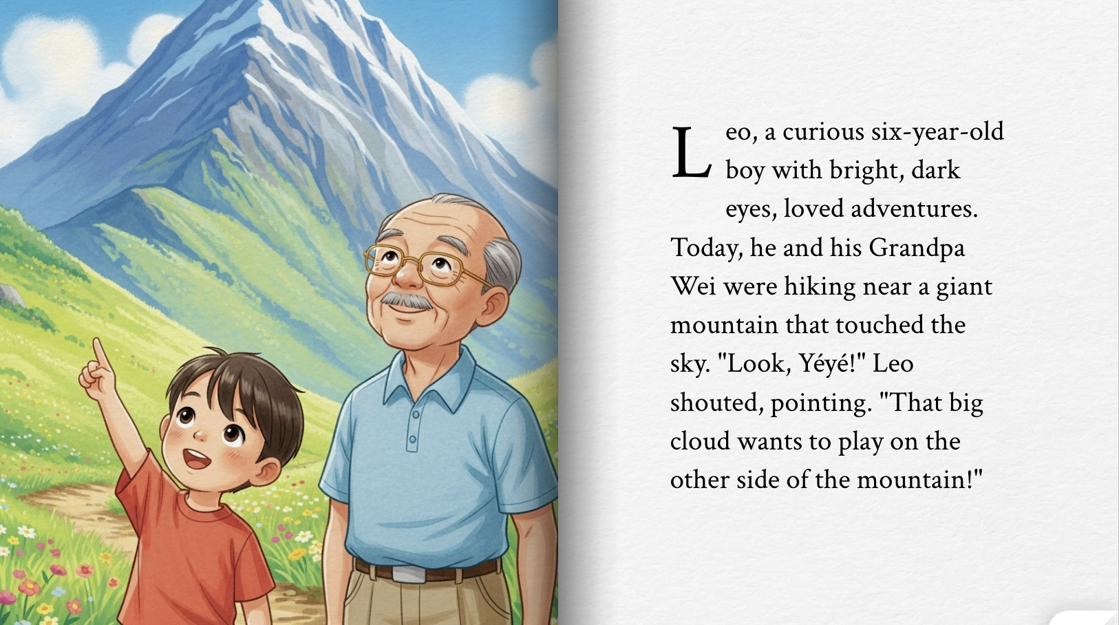 英语绘本：想要翻越山峰，一朵带雨的云